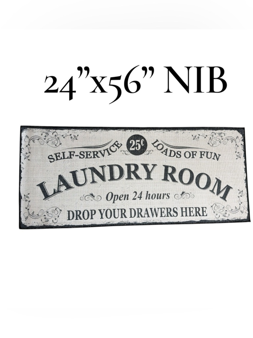 ✨215 show price✨ NWT Soft Woven 24-in x 56-Laundry Room Runner Rug Gray & Black